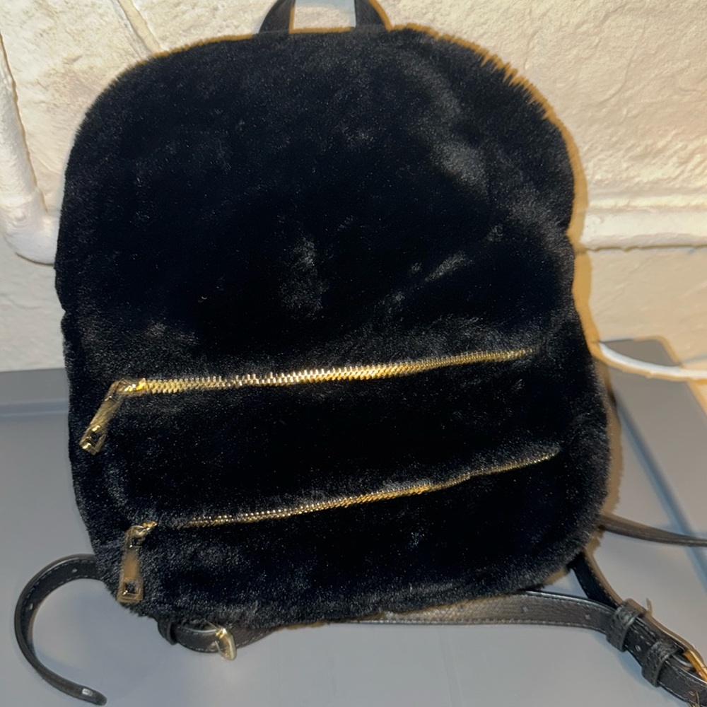 Furry backpack purse